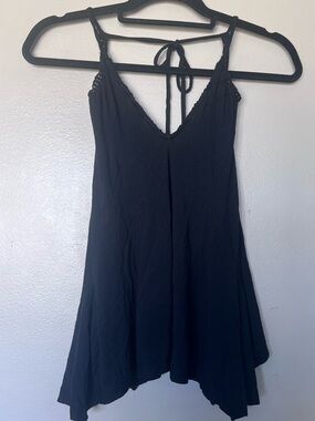 Free People Black V-Neck Camisole with Lace Trim